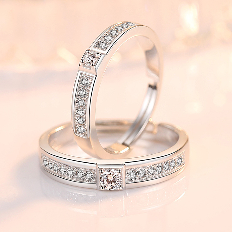 S925 anillo de plata esterlina número 520 par anillo abierto te amo anillo de circón simple 1314 al por mayor