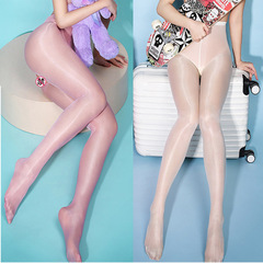 Transparent and glossy toe oil-bonded core wire pantyhose with open crotch and full-body stockings, novelty lingerie for foreign trade, colorful oil shine socks.