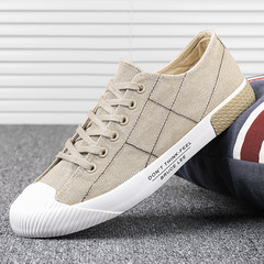 2024春季新款帆布鞋男低幫韓版潮流鞋子學生系帶百搭板鞋休閒鞋
