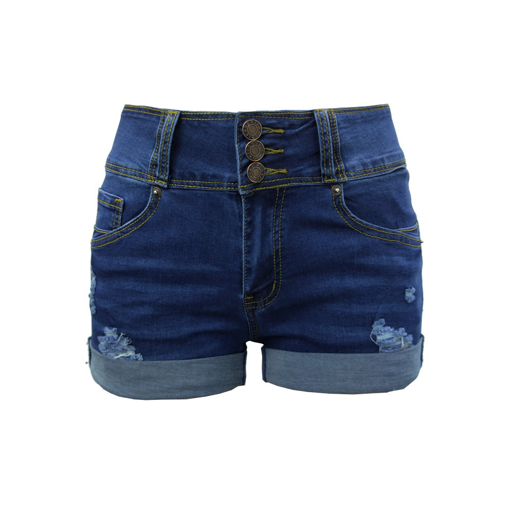 Women's Distressed High Waist Denim Shorts – Vintage Ripped Cuffed Hot Pants With Stretch Comfort_voghion.com