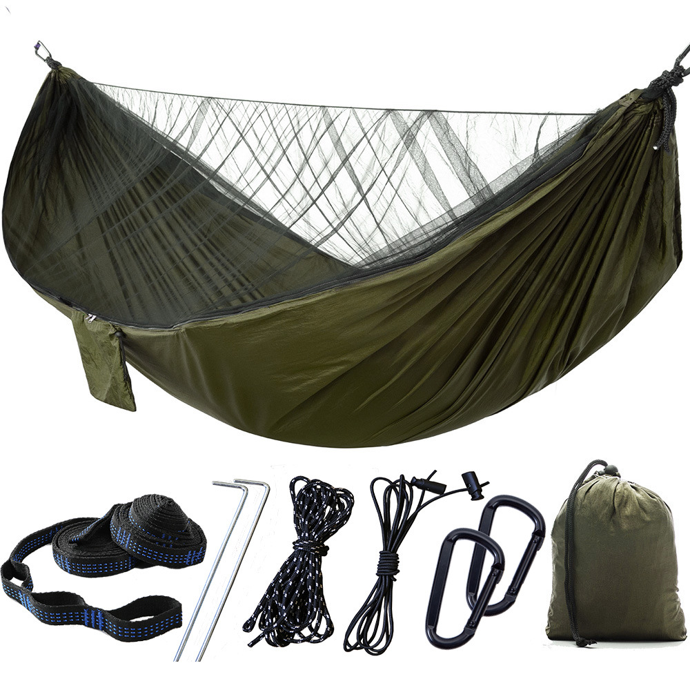 Upgraded Mosquito Net Can Be Opened Automatically And Quickly To Prevent Mosquitoes From Falling Into The Hammock.Outdoor Double Parachute Mosquito Net Hammock