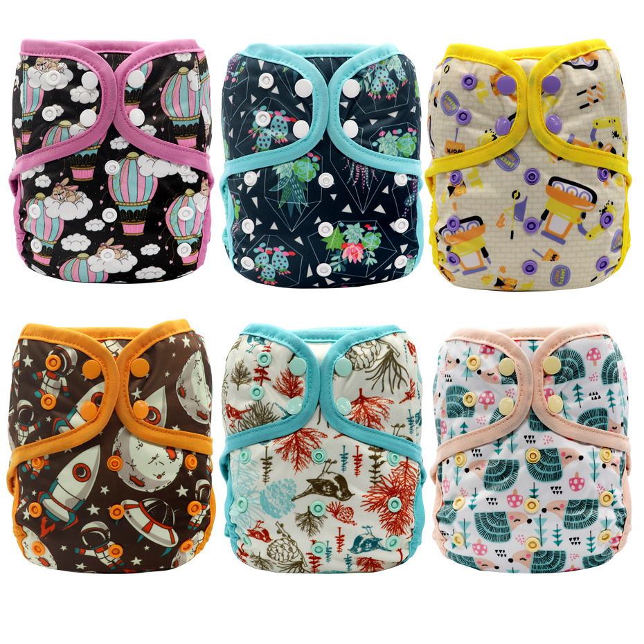 Cover Fabric Diapers Breathable Training Pants Adjustable Size Cartoon Print Diapers Repeatable Diaper Cover