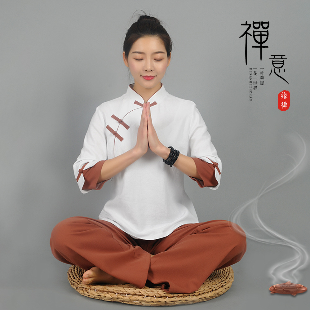 Cotton and Linen Zen Suit Tea Ceremony Suit Linen Tea Art Suit Zen Tea Blind Chinese Style Women's Suit 6341 Jushi Suit