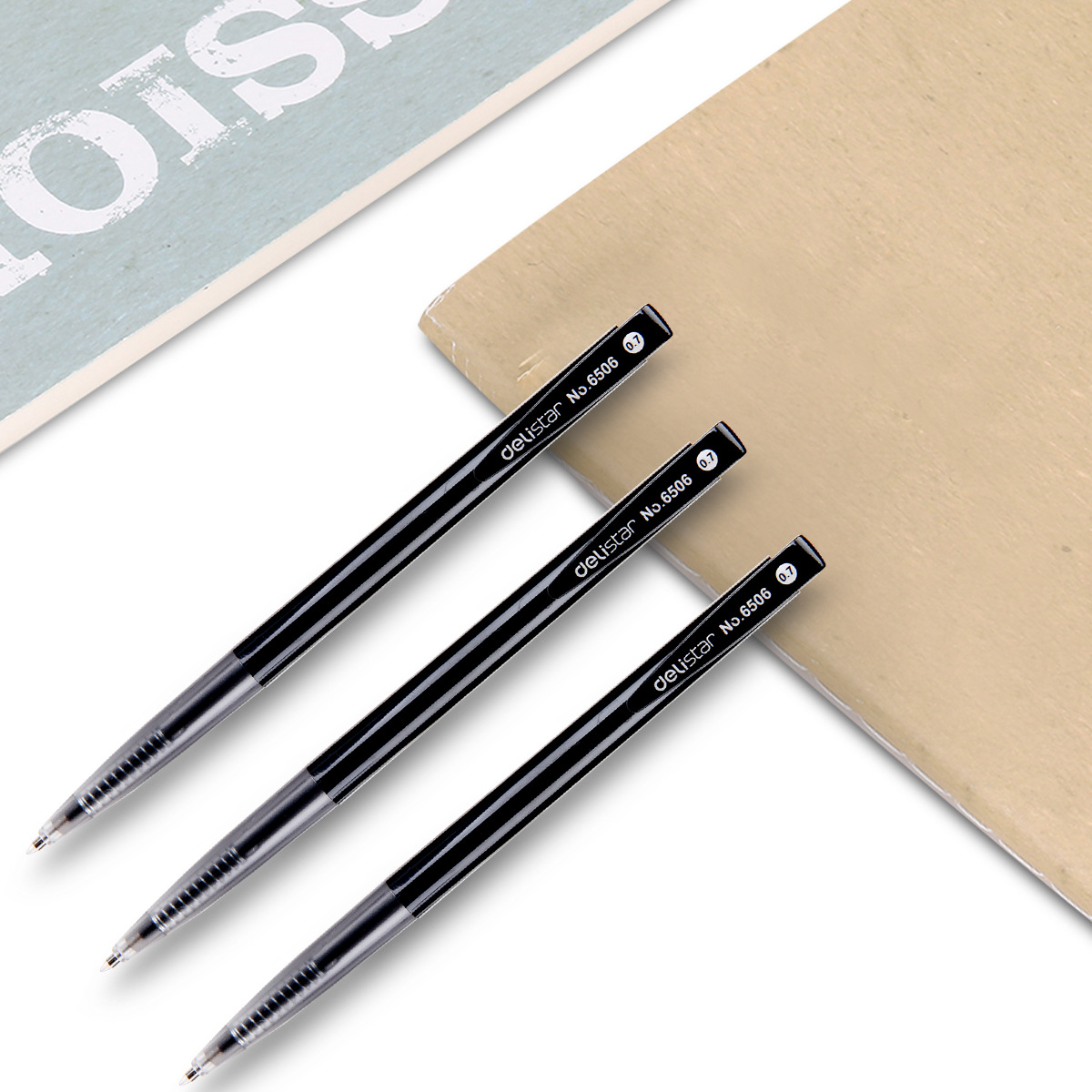 Deli bolígrafo automático Bolígrafo 6506 Deli bolígrafo tipo de prensa 0,7mm Negro Azul
