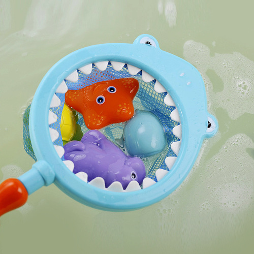 Shark Fishing Fun Summer Water Play Toys Water Squirting Squishy Call Color Change Children's Bath Shower Fishing Toy