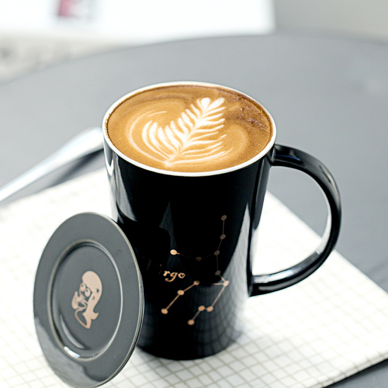 12 12 tazas de cerámica constelación tazas de agua tazas de tazas marcadas tazas de café con cubierta impresa LOGO