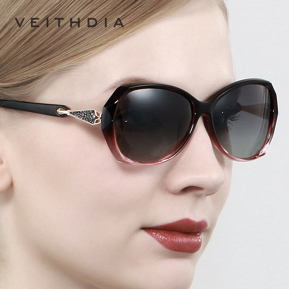 Gafas de sol a prueba de rayos UV con forma de marco pequeño polarizado de mujer Gafas de Sol de conductor incrustadas en diamante 3170