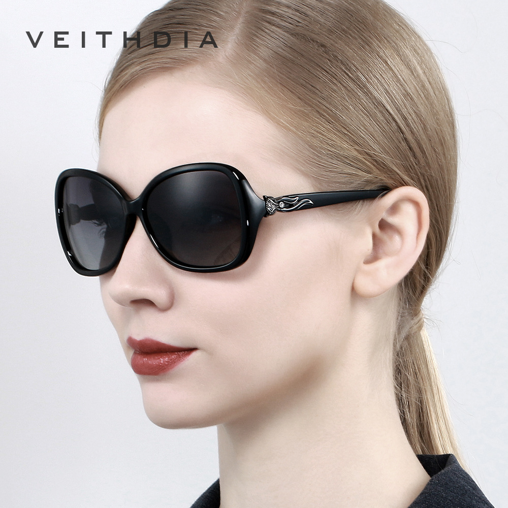 Gafas de sol polarizadas de la cabeza del zorro de las mujeres gafas de sol a prueba de rayos UV gafas de sol del conductor del diamante 3012