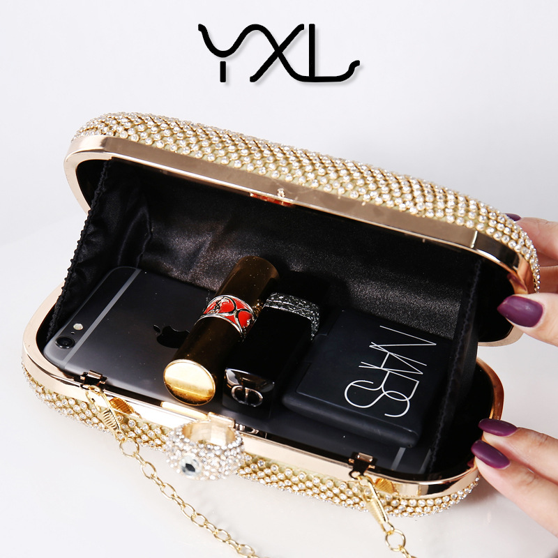 Fábrica transfronteriza Amazon anillo de diamantes bolso de noche de las mujeres embrague brillante bolso de banquete al por mayor