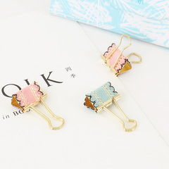 歐兔蕾絲創意可愛彩色長尾票夾辦公紙張收納金屬燕尾夾子廠家批發