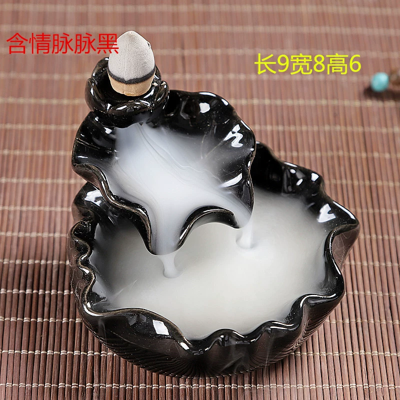 Ceramic Backflow Incense Burner, Lotus Inverted Design, Decorative Buddha Incense Holder