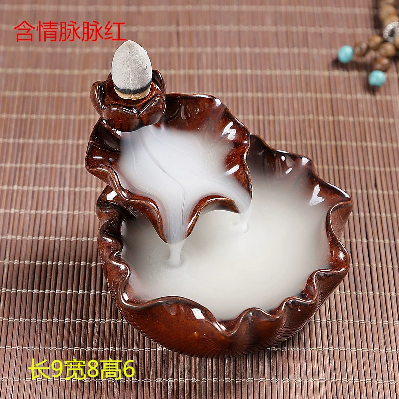 Ceramic Backflow Incense Burner, Lotus Inverted Design, Decorative Buddha Incense Holder