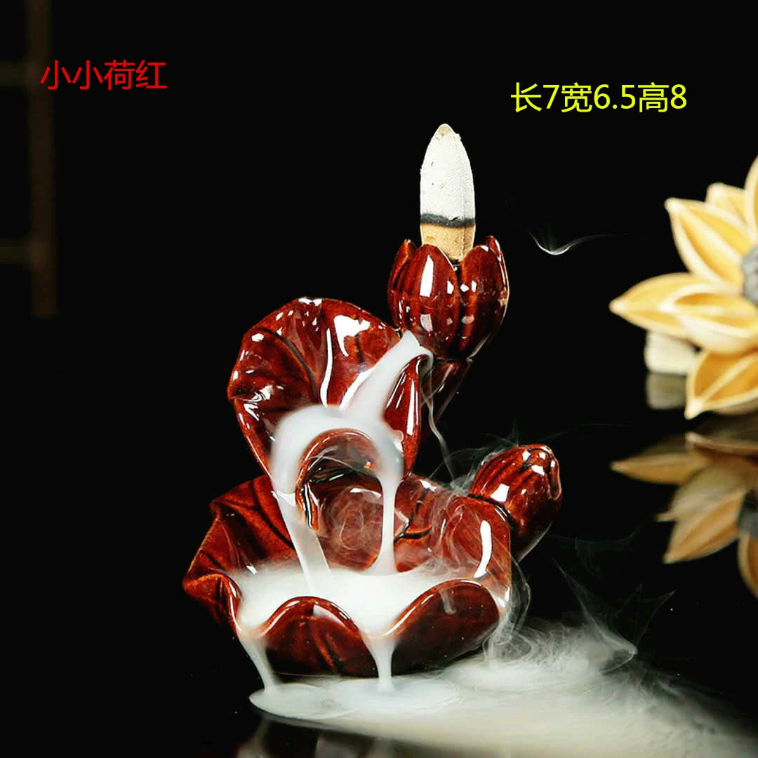 Ceramic Backflow Incense Burner, Lotus Inverted Design, Decorative Buddha Incense Holder