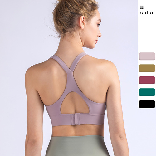 Amazon's new high-intensity shock-proof fitness sports bra European and American back buckle cross back yoga bra