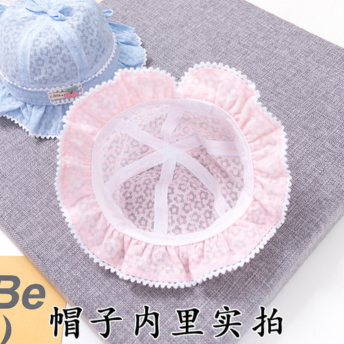 Cherry label baby basin hat spring new baby hat baby cotton hat breathable sun protection fisherman hat MZ8930