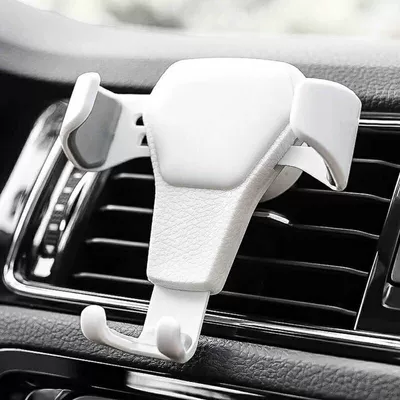 Spiral Hook Car Phone Car phone holder - yc01-leather-bracket-white-non-rotatable
