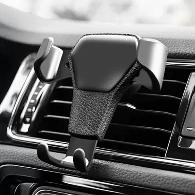 Spiral Hook Car Phone Holder, Air Vent Metal Anti-Shake Car Mount, Car Navigation Support Stand Manufacturer (Car phone holder) - yc01-leather-bracket-black-non-rotating