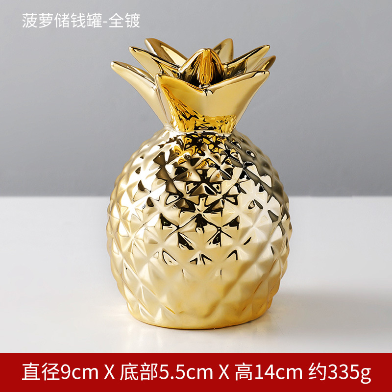 Transfronterizo estilo europeo cerámica piña alcancía oro galvanoplastia decoración del hogar vino creativo decoración del gabinete