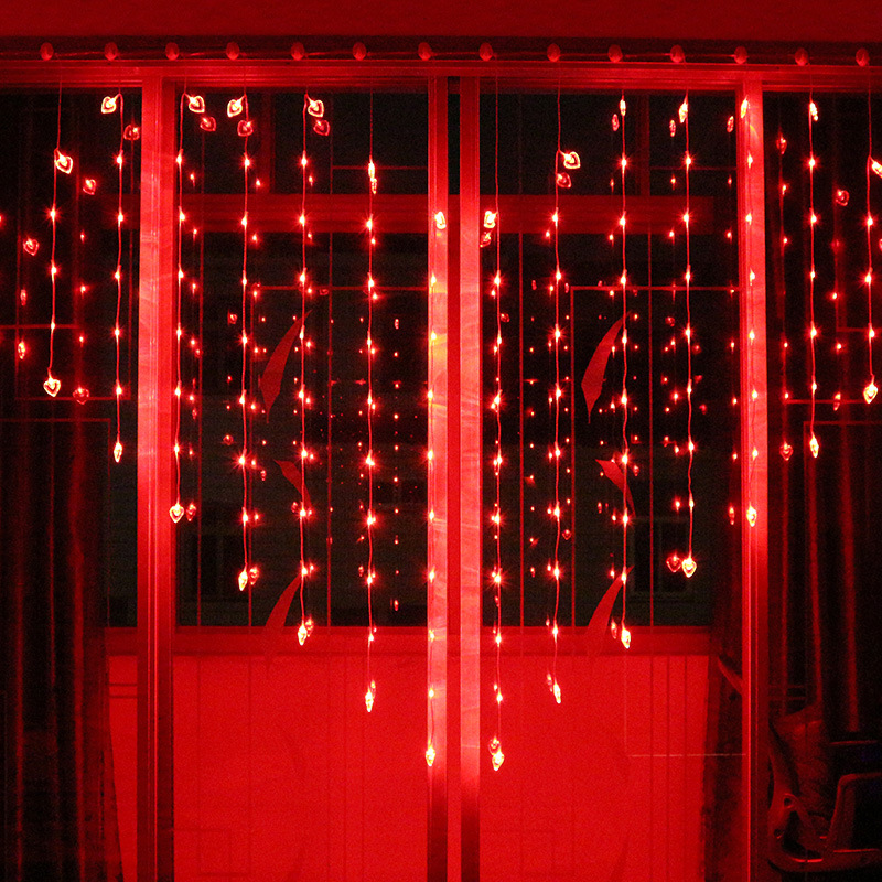 Amor luz LED de color Cadena de luz cumpleaños de color luz en forma de corazón cortina de luz de boda accesorios decorativos de una sola pieza de entrega al por mayor