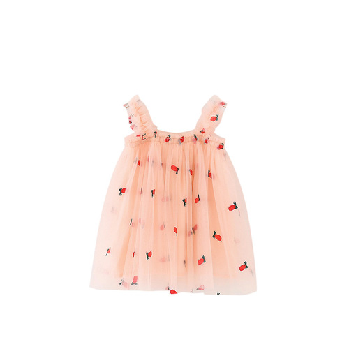 Ins Kids' Lace Camisole Dress 2024 Summer New Embroidered Lace Dress Baby Princess Dress