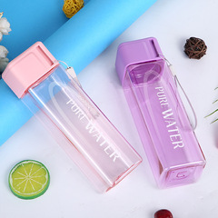 Carefully selected ins internet celebrity simple water cup plastic square cup portable and fall-resistant portable cup milk tea cup transparent water cup
