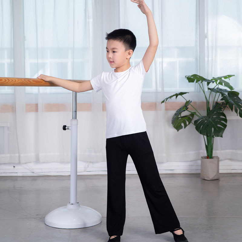 Children's Men's White Round Neck Short Sleeve + Straight Leg Pants / 110