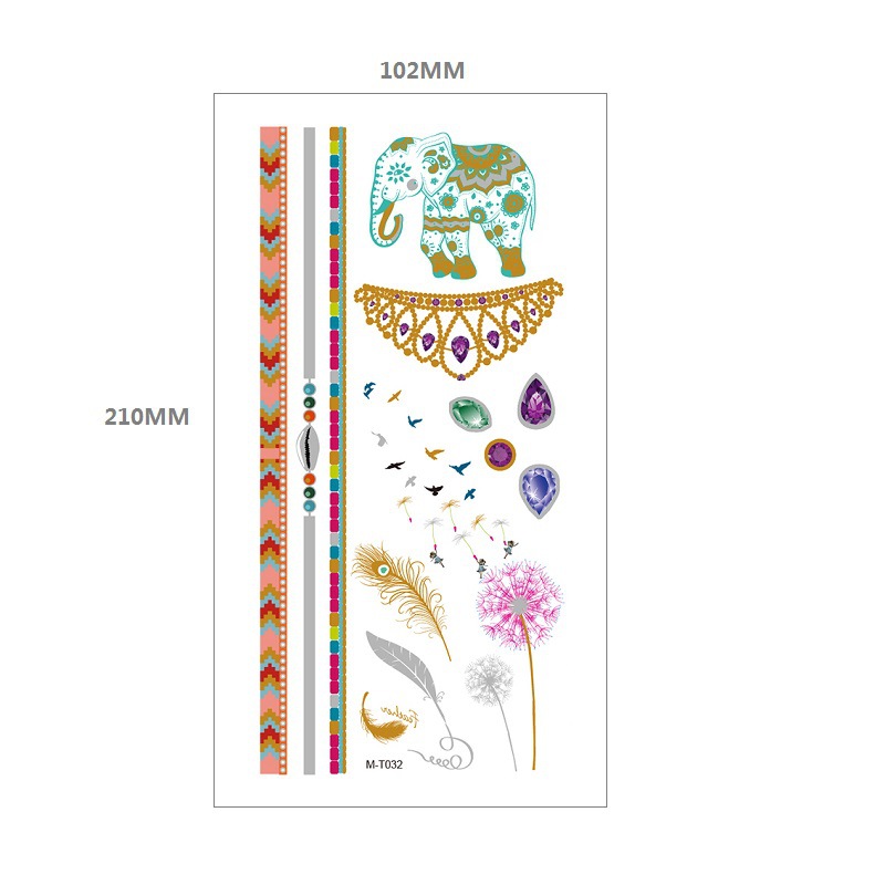 Bronceado tatuaje pegatinas agua transferencia MT metal impermeable tatuaje pegatinas fiesta Amazon estilo europeo y americano tatuaje