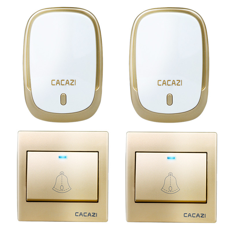 无线电子门铃 二拖二家用交流数码遥控 86线盒铃 大按钮门铃 防水