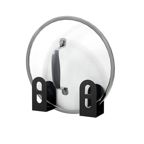 Stainless steel 304 pot lid holder kitchen cutting board tray wall-mounted no-drill storage rack black thickened