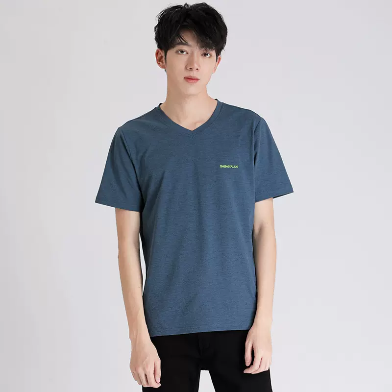 定制男士短袖t恤夏季韩版男装潮流v领衣服字母休闲宽松打底衫厂家