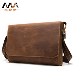 欧米のレトロな狂馬の皮の男性の頭の層の牛革の斜めのショルダーバッグのカジュアルな本革のショルダーバッグの男性のカバンの卸売り