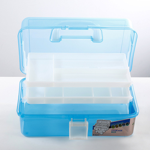 Art painting toolbox Plastic transparent hand-portable folding storage gouache watercolor paint multi-function toolbox