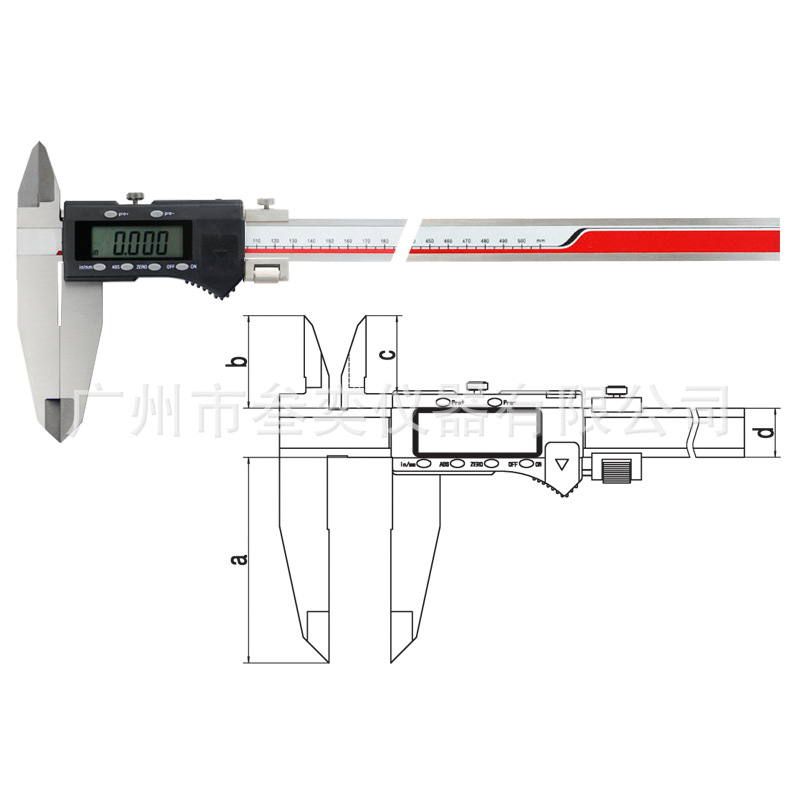 供应GUANGQIU广秋牌0-500mm双刀爪数显卡尺GQ-404