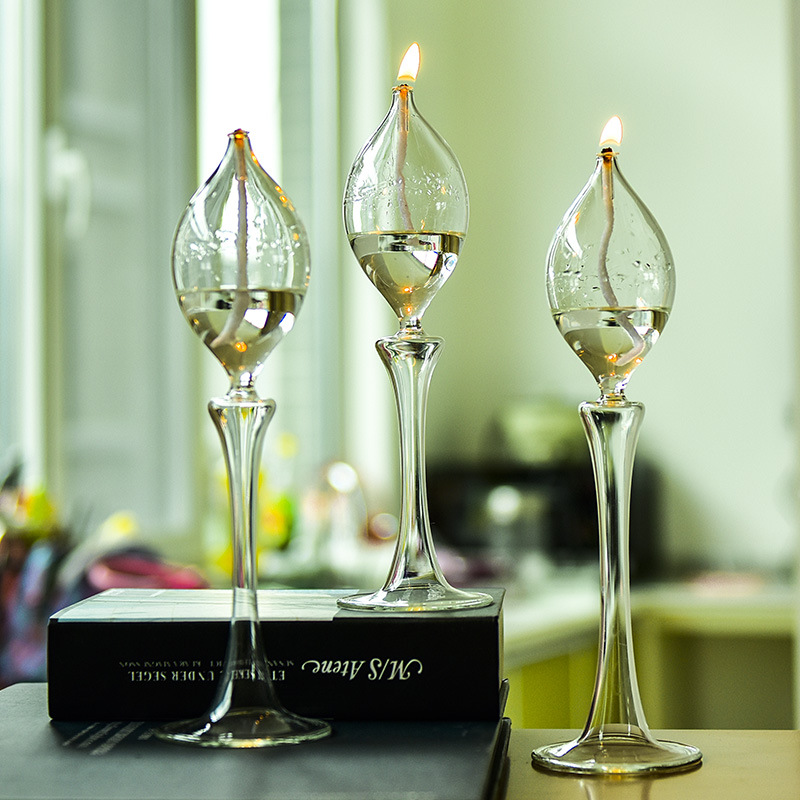 FUENTE directo de fábrica creativa de cristal transparente candelabro de cristal lámpara de aceite Europea creativa decoración del hogar