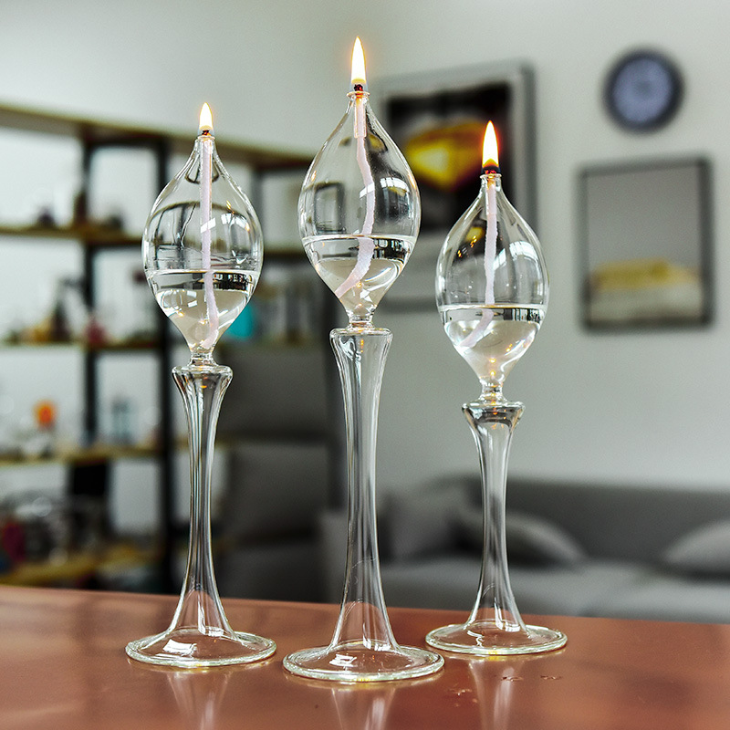 FUENTE directo de fábrica creativa de cristal transparente candelabro de cristal lámpara de aceite Europea creativa decoración del hogar