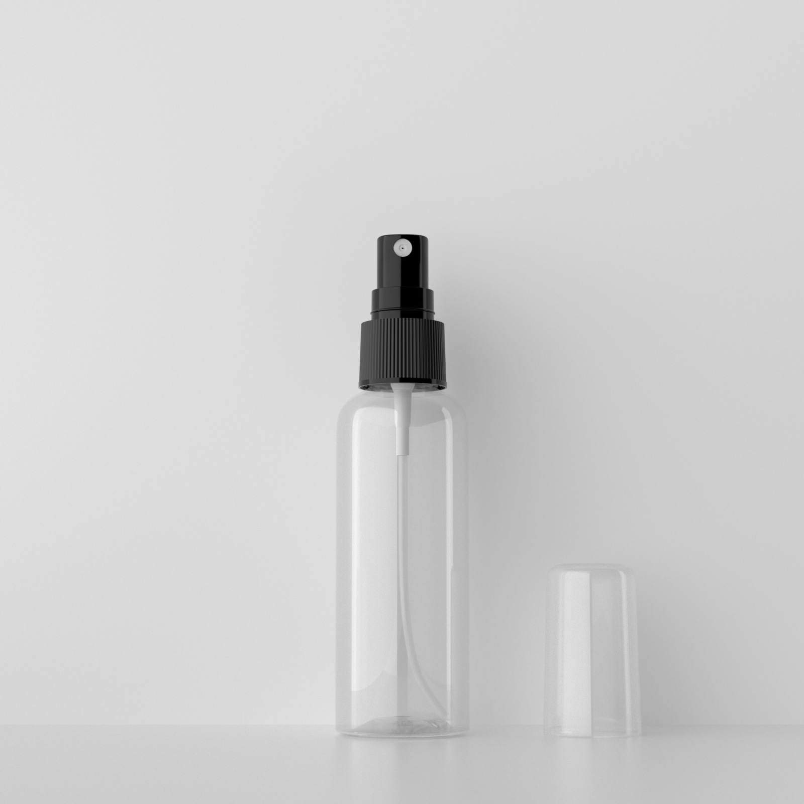 100ml de hombro redondo cubierta completa perfume pequeña regadera Toner transparente botella de spray portátil de plástico hidratante sub-botella