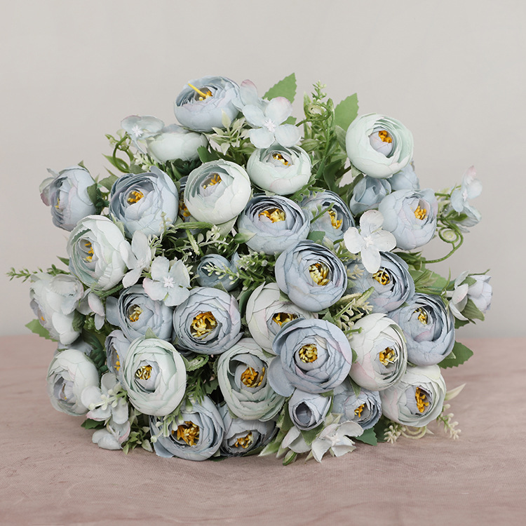 Directo de fábrica estilo europeo retro artificial Flor al por mayor hogar Decoración de la boda simulación 5 tenedor 10-cabeza susurro té rosa