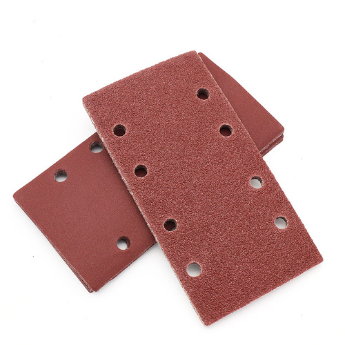 Cross-border red sand 8-hole 185*93mm rectangular velvet sandpaper sheet self-adhesive sheet dry grinding sheet pneumatic