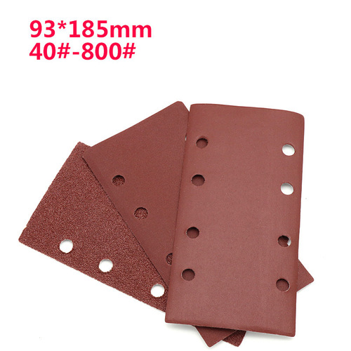 Cross-border red sand 8-hole 185*93mm rectangular velvet sandpaper sheet self-adhesive sheet dry grinding sheet pneumatic