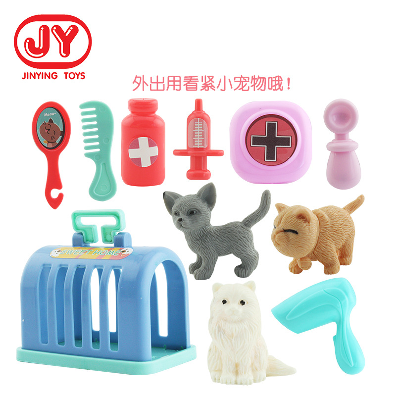 Amazon Venta caliente niños jugar casa juguetes simulación PET CAT Médicos equipo serie ventana caja fábrica al por mayor