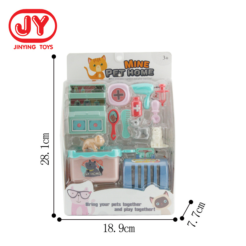 Amazon Venta caliente niños jugar casa juguetes simulación PET CAT Médicos equipo serie ventana caja fábrica al por mayor
