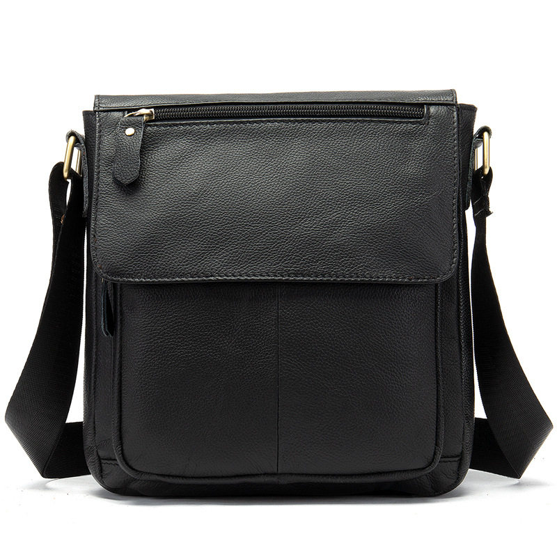 Túi đeo chéo nam da bò thật 24×8×27 cm nắp gập — Xanh quân đội, nâu, Màu đen, Cà phê