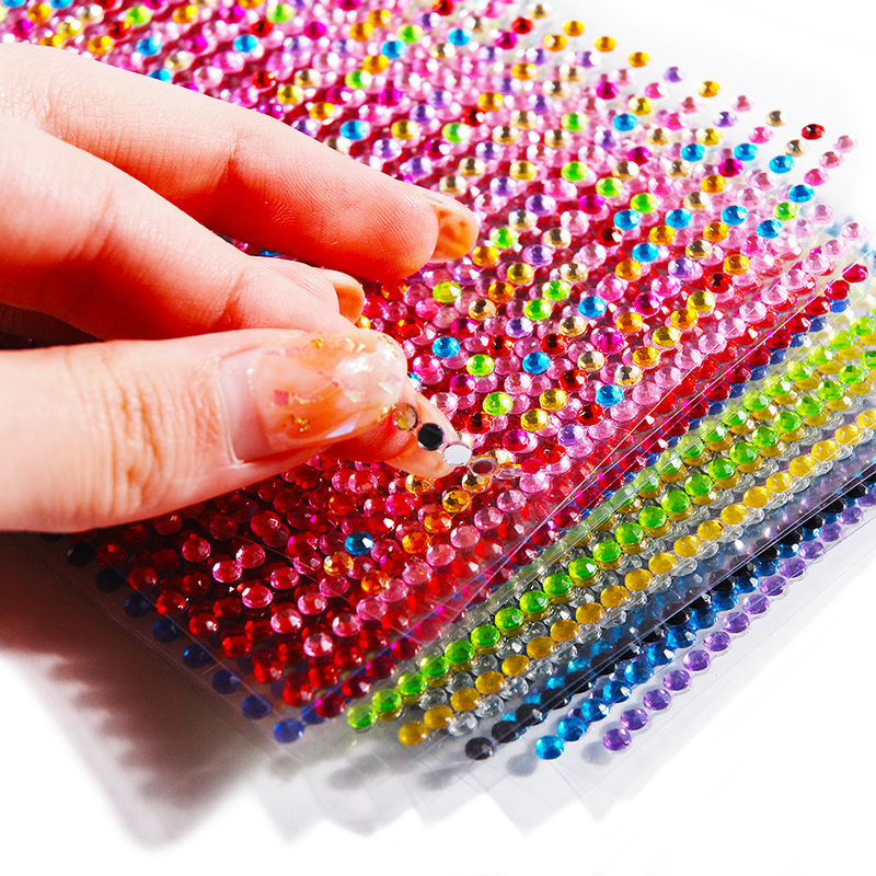 Cross-Border Hot-Selling High-Quality Handmade Colorful Acrylic Rhinestone Stickers for Children's Toys DIY Nail Art Stickers 3-6mm Accessories