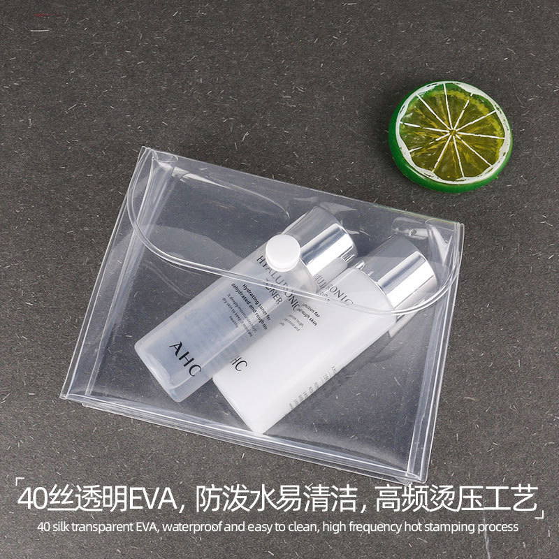 Eva bolsa de embalaje transparente impermeable cosméticos traje de viaje bolsa de botón tridimensional caliente presionando bolsa de almacenamiento diario en stock