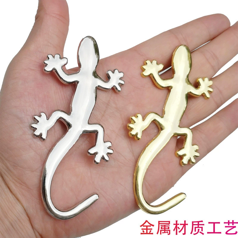 Наклейка на автомобиль в виде металлического геккона для внешней торговли, 3D стерео наклейка, креативная эмблема на заднюю часть автомобиля, декоративные принадлежности, наклейка на кузов автомобиля для маскировки царапин