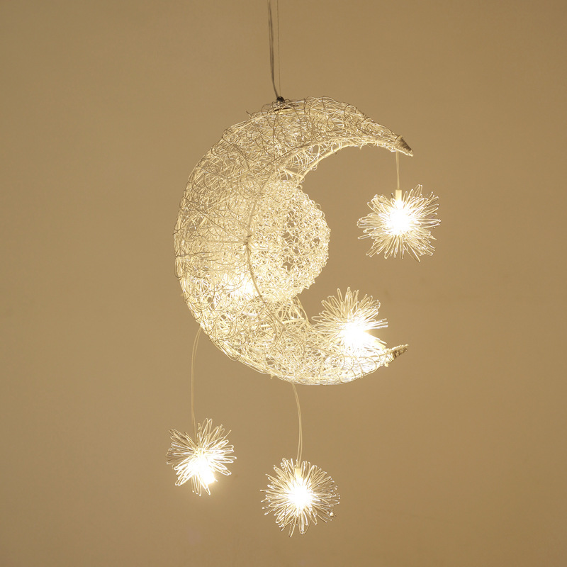 Spot modern simple aluminum wire Moon chandelier children's room study chandelier restaurant balcony star hanging lighting wholesale
