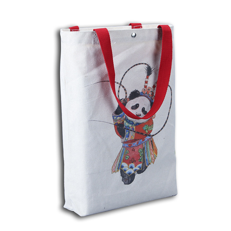 棉布背包帆布袋休闲收纳包卡通热转印广告袋按扣环保袋