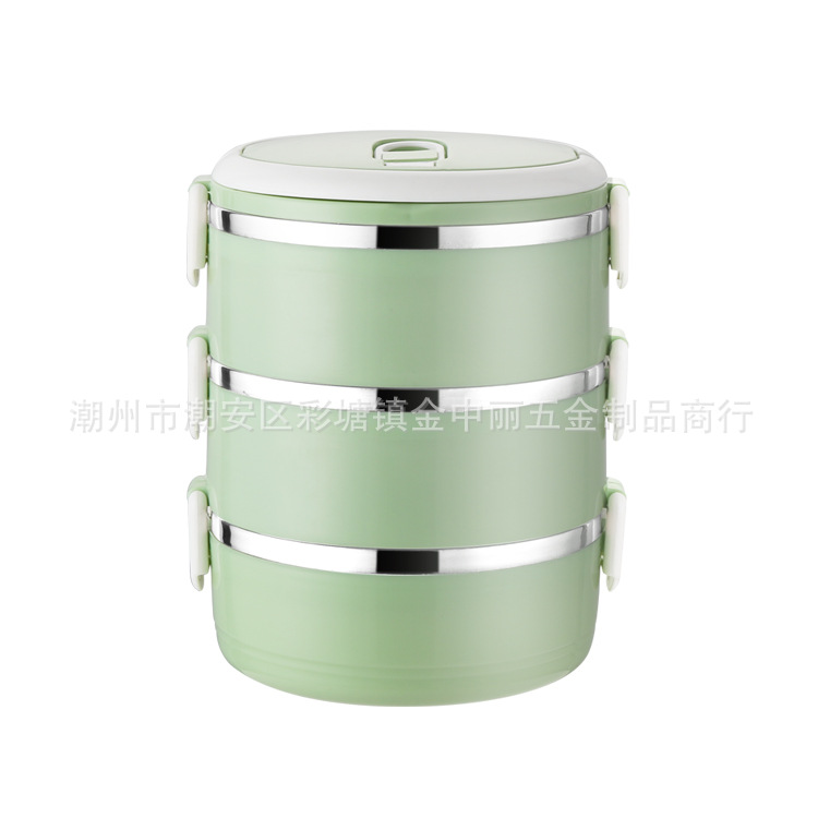 Acero inoxidable aislamiento de calor caja de almuerzo redonda doble capa de estudiantes caja de almuerzo 304 sellado caja de almuerzo regalo joyería