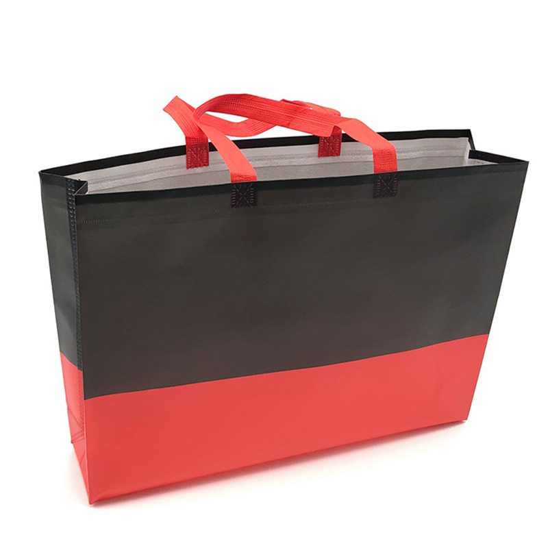 Película tridimensional bolsa portátil no tejida color protección del medio ambiente bolsa de compras portátil contraste color logo en stock bolso de las mujeres