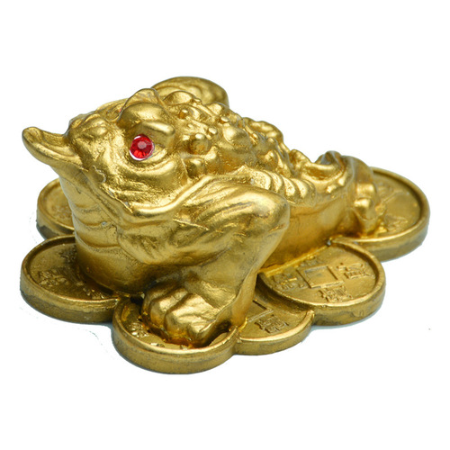 Ruiju Metal Brass Golden Toad Ornament Small Three-legged Toad Bronze Crafts Opening Gift B01 Golden Toad